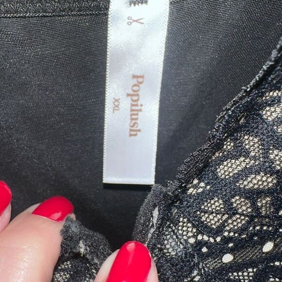 Popilush Shapewear Lace Deep V-Neck Sculpting Wide Leg Jumpsuit Sz XXL - Picture 5 of 9